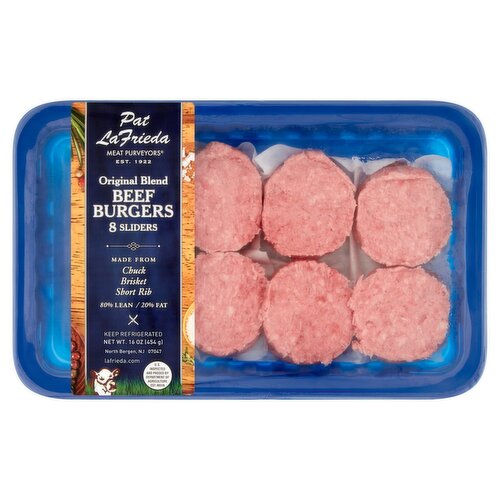 Pat LaFrieda Meat Purveyors 80% Lean / 20% Fat Original Blend Beef Burgers, 8 count, 16 oz