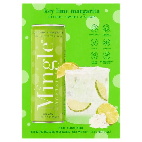Mingle Key Lime Margarita Mocktails, 12 fl oz, 4 count