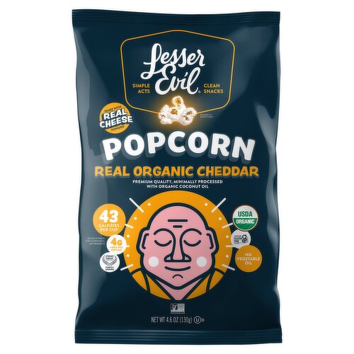Lesser Evil Real Organic Cheddar Popcorn, 4.6 oz