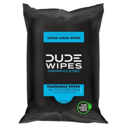 DUDE Wipes Extra Large Flushable Wipes, 18 count