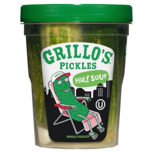 Grillo's Pickles Half Sours Whole Pickles, 32 fl oz