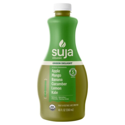 Suja Organic Cold-Pressed Green Delight  Fruit and Vegetable Juice Smoothie, 46 fl oz