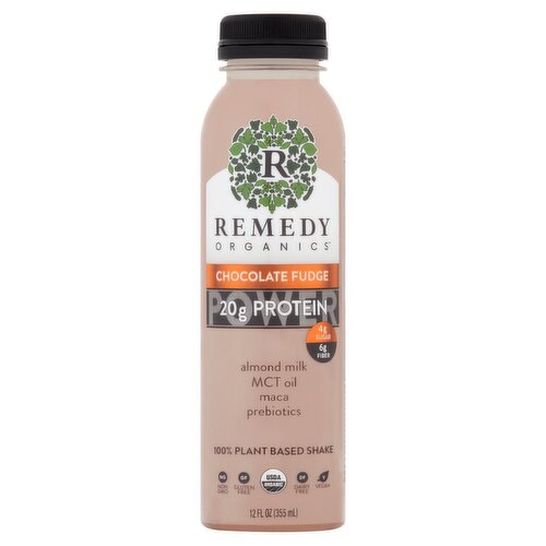 Remedy Organics Chocolate Fudge 100% Plant Based Shake, 12 fl oz