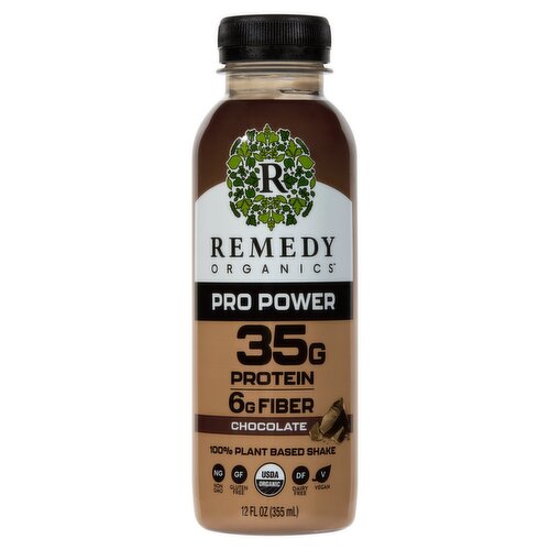 Remedy Organics Pro Power Chocolate 100% Plant Based Shake, 12 fl oz