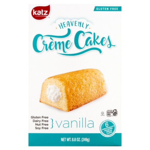 Katz Gluten Free Vanilla Heavenly Crème Cakes, 6 count, 8.8 oz