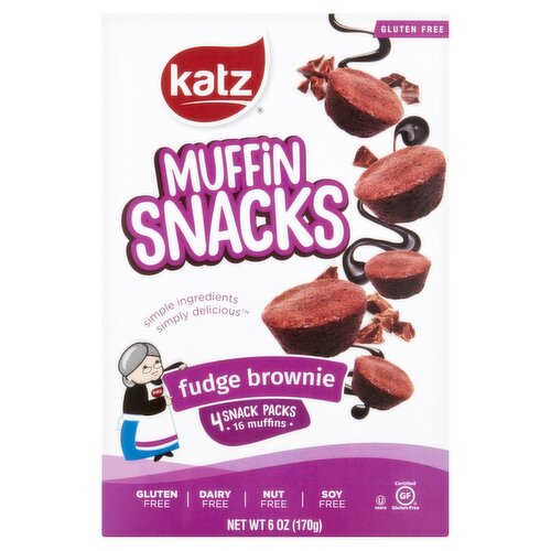 Katz Gluten-Free Fudge Brownie Muffin Snacks, 16 count, 4 pack, 6 oz