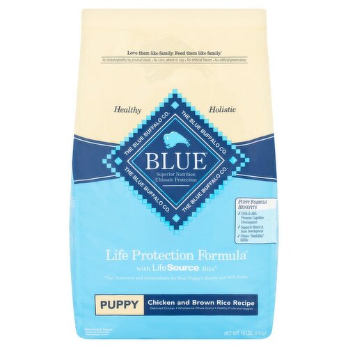 The Blue Buffalo Co. Blue Chicken and Brown Rice Recipe Natural Food for Puppies, Puppy, 15 lbs