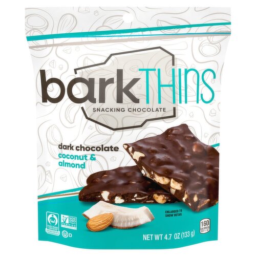 barkTHINS Dark Chocolate Coconut & Almond Snacking Chocolate, 4.7 oz