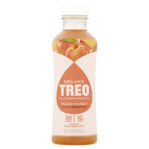 TREO Organic Peach Mango Nutrient Enhanced Water, 16 fl oz