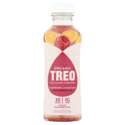 TREO Organic Raspberry Lemonade Nutrient Enhanced Water, 16 fl oz