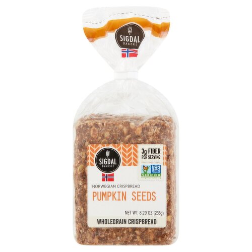 Sigdal Bakeri Pumpkin Seeds Wholegrain Norwegian Crispbread, 8.29 oz