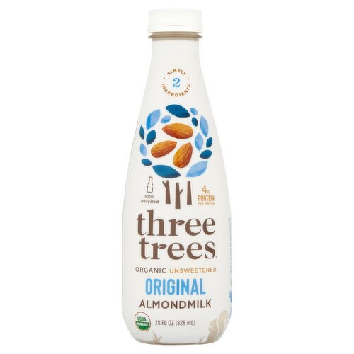 Three Trees Organic Unsweetened Original Almondmilk, 28 fl oz