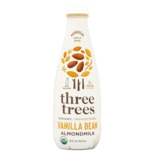 Three Trees Organic Unsweetened Vanilla Bean Almondmilk, 28 fl oz