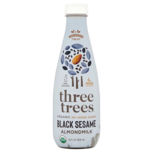 Three Trees Organic No Added Sugar Black Sesame Almondmilk, 28 floz