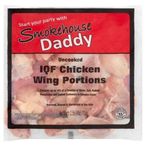 Smokehouse Daddy Uncooked IQF Chicken Wing Portions, 40 oz