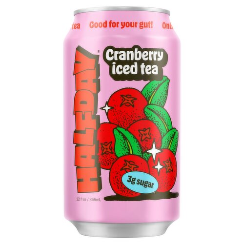 Halfday Cranberry Prebiotic Iced Tea, 12 fl oz