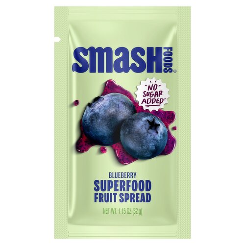Smash Foods Blueberry No Sugar Added Superfood Fruit Spread, 1.15 oz