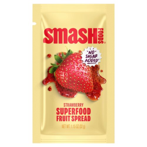 Smash Foods Strawberry No Sugar Added Superfood Fruit Spread, 1.15 oz