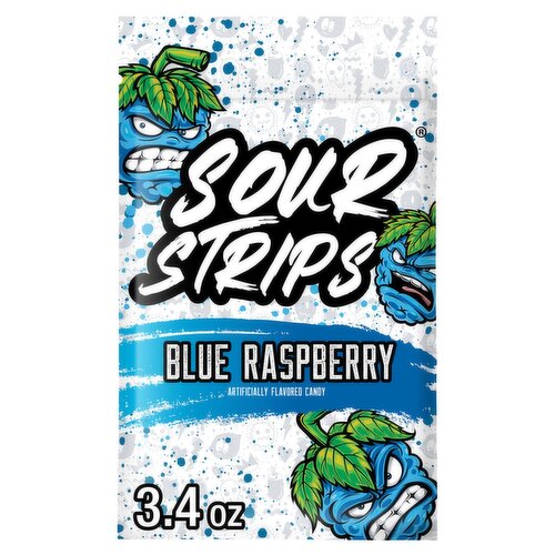 Sour Strips Blue Raspberry Candy, 3.4 oz
