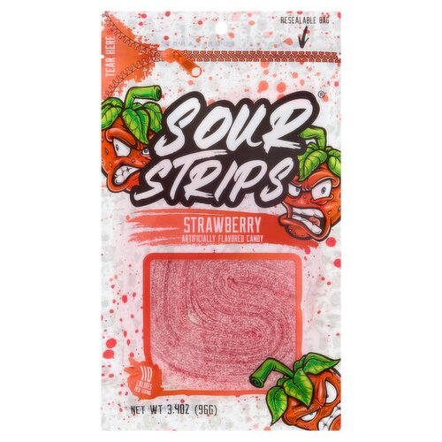 Sour Strips Strawberry Candy, 3.4 oz