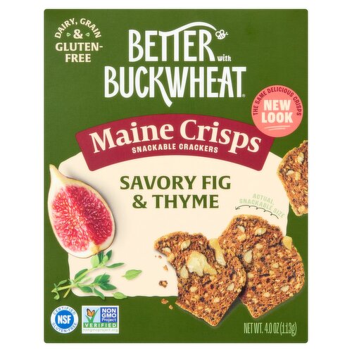 Better with Buckwheat Savory Fig & Thyme Maine Crisps Snackable Crackers, 4.0 oz
