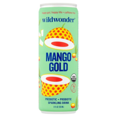 wildwonder Mango Gold Prebiotic + Probiotic Sparkling Drink, 12 fl oz
