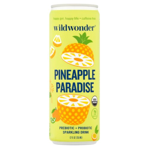 wildwonder Pineapple Paradise Prebiotic + Probiotic Sparkling Drink, 12 fl oz