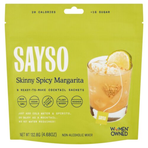 Sayso Skinny Spicy Margarita Non-Alcoholic Mixer, 8 count, 4.68 oz