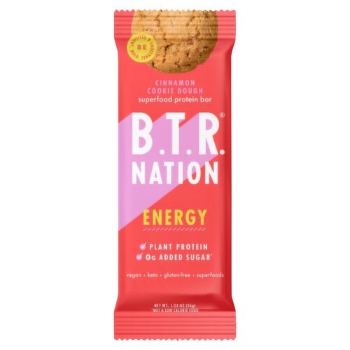 B.T.R. Nation Cinnamon Cookie Dough Superfood Protein Bar, 1.23 oz