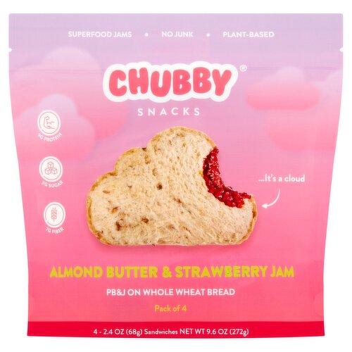 Chubby Snacks Almond Butter & Strawberry Jam Sandwiches, 2.4 oz, 4 count