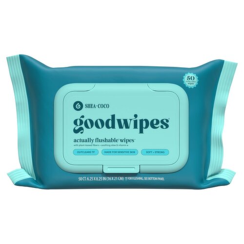 goodwipes XL Shea-Coco Flushable Wipes, 1 Pack, 50 Total Wipes