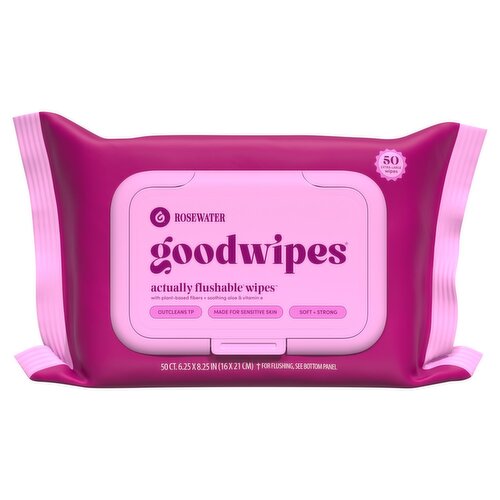 goodwipes XL Rosewater Flushable Wipes, 1 Pack, 50 Total Wipes