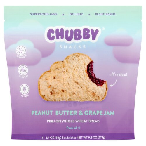 Chubby Snacks Peanut Butter & Grape Jam Sandwiches, 2.4 oz, 4 count