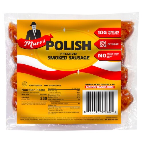 Marv's Polish Premium Smoked Sausage, 12 oz