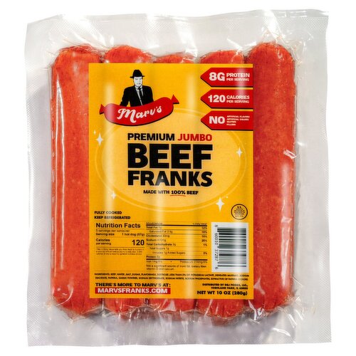 Marv's Premium Jumbo Beef Franks, 10 oz