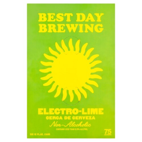 Best Day Brewing Electro-Lime Non-Alcoholic Brew, 6 count, 12 fl oz