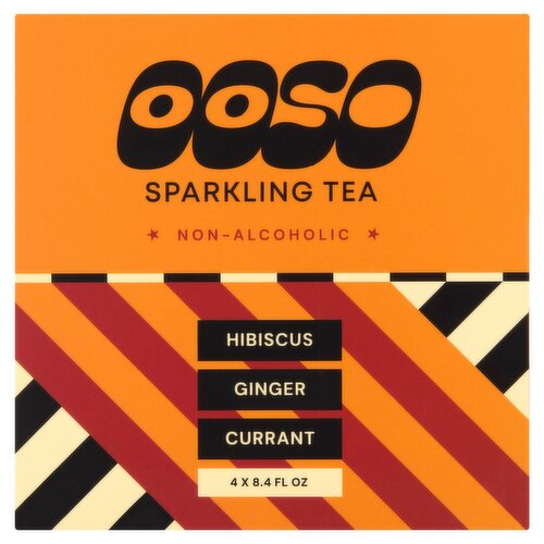 OOSO Hibiscus Ginger Currant Sparkling Tea, 8.4 fl oz, 4 count