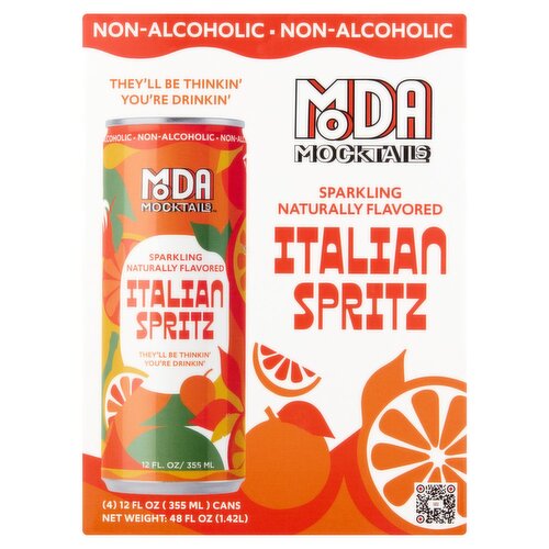 MODA Mocktails Sparkling Naturally Flavored Italian Spritz, 12 fl oz, 4 count