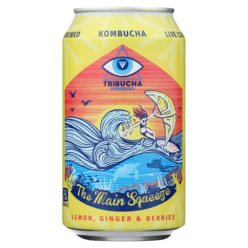 Tribucha The Main Squeeze Lemon, Ginger and Berries Kombucha, 12 fl oz