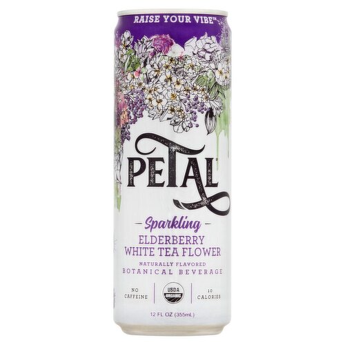 Petal Elderberry White Tea Flower Sparkling Botanical Beverage, 12 fl oz