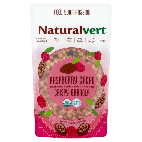 Naturalvert Raspberry Cacao Organic Red Berries & Dark Chocolate Crispy Granola, 12 oz