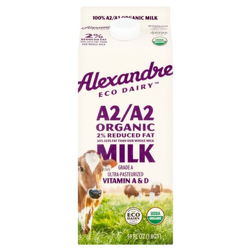 Alexandre Eco Dairy A2/A2 Organic 2% Reduced Fat Milk, 59 fl oz