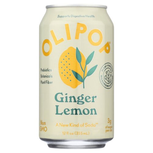 Olipop Ginger Lemon Saod, 12 fl oz