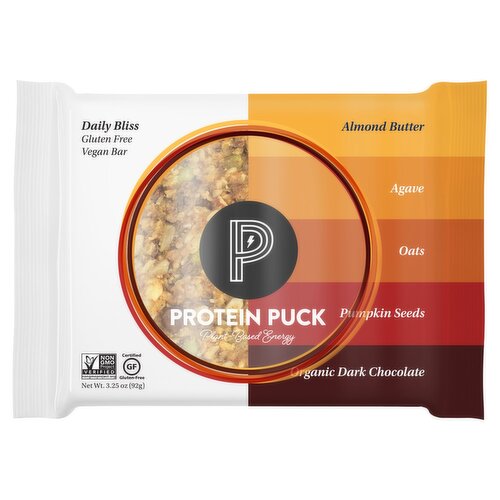 Protein Puck Plant Based Energy Daily Bliss Vegan Bar, 3.25 oz, 16 count