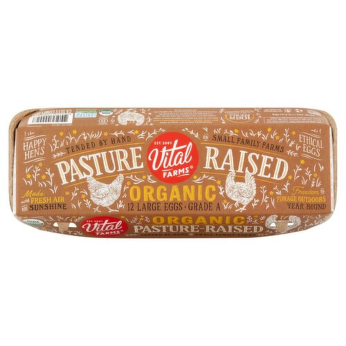 Vital Farms Pasture Raised Organic Large Eggs, 12 count, 24 oz