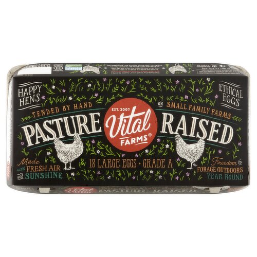 Vital Farms Pasture Raised Eggs, Large, 18 count, 36 oz