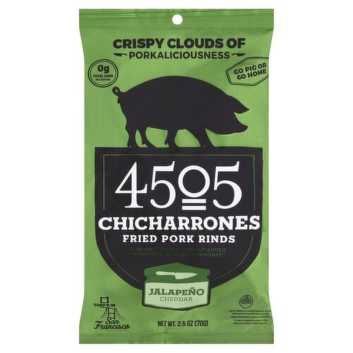 4505 Meats Jalapeño Cheddar Chicharrones Fried Pork Rinds, 2.5 oz