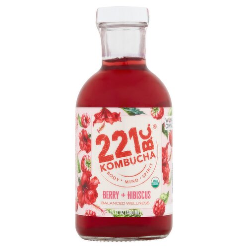 Kombucha 221B.C. Berry + Hibiscus Kombucha, 16 fl oz