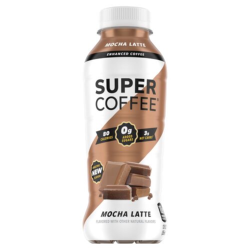 Super Coffee Mocha Latte Enhanced Coffee, 12 fl oz