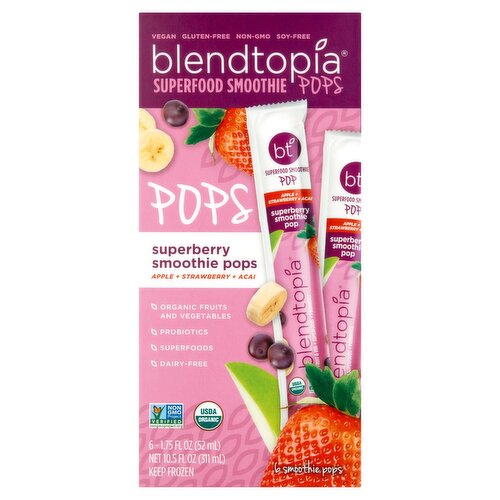 Blendtopia SuperBerry Superfood Smoothie Pops, 1.75 fl oz, 6 count